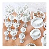 lemgyiamz Fondant Ausstecher Set 33tlg, Ausstecher Stempel Ausstechform Modellierwerkzeug, Ausstechformen Blumen, Schmetterling, Sterne, Herzförmig, Blätter zum Torten, Kuchen Backen