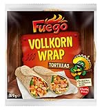 Fuego - Vollkorn Tortilla-Wraps , 6 Wraps à 25 cm Durchmeser , Perfekte Basis für mexikanische Gerichte , 1 x 370 g