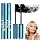 2er-Pack Mascara für ältere Frauen,Schwarze,Wasserfeste Wimperntusche natürlich,Hypoallergen,Volumengebend für dünner werdende Wimpern und empfindliche Augen,wischfeste Formel.