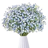 RFYTDCF 6 Stück Schleierkraut Künstlich Blau, 52 cm Gypsophila Kunstblumen Wie Echt Blumen Deko Kunstblumenstrauss Plastikblumen Blumenstrauß für Hochzeit Braut Party Home