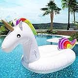 Dracarys Riesiges Aufblasbares Einhorn Luftmatratze, 200×100×90cm Aufblasbarer Einhorn Schwimmtier Pool Spielzeug Floß Schwebebett Wasserspielzeug Party Kinder Erwachsene