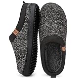MERRIMAC Herren Slip-on Hausschuhe Bequem Memory-Schaum Rutschfest Innen Pantoffeln Schwarz, 43-44 EU