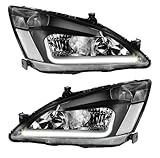 NDCVXZJOP LED-Scheinwerferpaar, Kompatibel Mit Accord, 2003–2007, Schwarzes Gehäuse, Bernsteinfarbener Reflektor, Klare Linse, Fahrer- Und Beifahrerseite