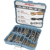 Hi-Spec 130-tlg. HSS-Titan Bohrer-Bit-Set in 8 Größen von 1 mm bis 10 mm. Mit Mauerwerks- und Brad-Point-Bits für Metall, Holz, Kunststoff, Ziegel und Beton