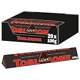 Toblerone Dunkel 20 x 100g, Dunkle Schweizer Schokolade mit Honig- und Mandelnougat