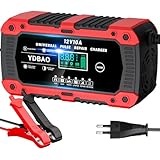 YDBAO Autobatterie Ladegerät 10A 12V Smart Vollautomatische KFZ Batterieladegerät LiFePO4 LCD Display Temperaturkompensation Reparaturmodus Ladegeräte für Autobatterien für Auto Motorrad PKW Boot