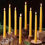 LETINE 6 Stück Bienenwachskerzen, Stabkerzen aus 100% Bienenwachs, Rauchfrei Bienenwachs Kerzen, Natürlichem Duft, 25x2 cm, Brenndauer 9 Std, Ideal für Hochzeiten, Feste und Meditation