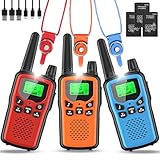 Walkie Talkie 3er Set Kinder Aufladbar, Rabigala Funkgeräte mit 5km großer Reichweite für Erwachsene, Li-ion Akku, VOX Freisprecheinrichtung, Taschenlampe LED, LCD