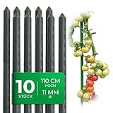 Novatool 10 Stück Pflanzstäbe 110cm grün 11mm Metallrohr kunststoffummantelt Rankstäbe für Pflanzen Rankhilfe Gurken Tomatenstäbe für Kletterpflanzen Blumenhalter Rankstab Pflanzstab 110 cm