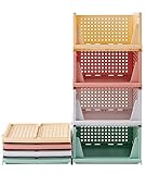 RMAN 4 Stück Kleiderschrank Organizer Schubladenbox Stapelbare Schrank Organizer Kleiderschrank Regal Aufbewahrungsbox Plastik Lagerkisten Trennwand Schublade für Kleidung, Küchen, Schlafzimmer