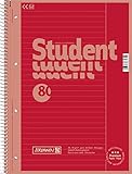 Brunnen 1067925123 Notizblock / Collegeblock Student Colour Code (A4 liniert, Lineatur 25, 90 g/m², 80 Blatt) rot