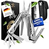 TREKLINE Premium Multitool Werkzeug [rostfreier Edelstahl] Survival Multifunktionsmesser perfektes Camping Zubehör, Multifunktionswerkzeug [28 Funktionen] Taschenmesser Outdoor, Camping Messer