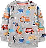 MUJOQE Kinder Jungen Pullover Auto Langarm Baumwolle Sweatshirt Warme Streetwear Oberbekleidung 104