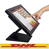 YUNRUX Kassenmonitor 15 Zoll Registrierkasse Touchscreen Monitor USB POS LCD Monitor 170 Grad Touchscreen Monitor für Kassensystem mit Stand 1024 x 768 Auflösung, VGA