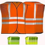 Warnweste Sicherheitsweste Auto Warnweste Reflektierende Pannenweste (4, Neon Orange, XL)