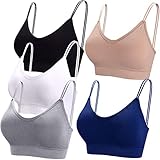 BQTQ 5 Stücke Bralette Damen V Hals Cami Top BH Bralettes Schlafen BH für Frauen Mädchen, XL(Schwarz, Weiß, Grau, Beige, Marineblau)