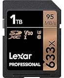 Lexar Professional 633x SD Karte 1TB, SDXC UHS-I Speicherkarte, Bis zu 95 MB/s Lesen, für DSLR-Mittelklasse, HD-Camcorder, 3D-Kameras (LSD1TCB633)
