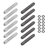 ECSiNG 12 Stück Dartfässer mit Dartgummi-O-Ringen Dart Barrel 14 Gramm Ersatz-Dartzubehör 2BA Innengewinde (6 Schwarz & 6 Silber)