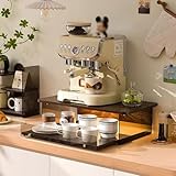 Mikrowellenschrank-Organizer-Regal, Arbeitsplatte, Acryl-Kaffeehalter mit ausziehbarer Schublade, Becherregal, geeignet für Küchen, Büros und Kaffeebars (Schwarz, 48 cm)