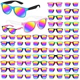 Gifts2U Kinder-Sonnenbrillen für Kinder im Alter von 3–8 Jahren, 48 Stück, Regenbogen-Neon-Sonnenbrillen für Jungen und Mädchen mit UV400-Schutz, Geburtstags-Pool-Geschenke, Partyzubehör