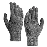 Milduall Strickhandschuhe Touchscreen, Fingerhandschuhe Winterhandschuhe Handschuhe Fäustlinge | Rutschfest und Verdickt | Ideal für Damen Herren Radfahren Outdoor, Dunkelgrau