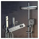 KLYDBMYT Duschsystem, Thermostat-Duschsystem, LED-Temperaturanzeige, 4-funktionale Aufputz-Duscharmaturen, mit Hochdruck-Duschköpfen, Handbrause, Wannenauslauf und Bidet-Sprühgerät, Duschfa