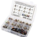 45 Stück Linear-Potentiometer, Potentiometer Mono Linear B1K B5K B10K B20K B50K B100K B250K B500K 1M Einzelpotentiometer, 3Pin Dreh-Potentiometer mit Muttern und Unterlegscheibe