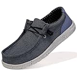 NUTTOPL Mokassins Herren Canvas Bootsschuhe Low-Top Slip-On Flache Schuhe Leicht Fahren Schuhe Wanderschuhe Slip-On Atmungsaktiver Komfort Blau 44 EU