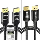 Etseinri Zertifiziert HDMI 2.1 Kabel 2M & DisplayPort 1.4 Kabel 2M 8K@60Hz 4K@120Hz, Hohe Geschwindigkeit 48Gbps & 32.4Gbps, Für Gaming Monitor, PC, PS5, X-box, RTX GPU