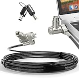 AboveTEK Laptopschloss 3-in-1 Laptop Sicherheitskabelschloss - 2 m Sicherheit zum Schreibtisch - Laptop-Abschließsystem aus Stahl mit 2 Schlüsseln, Kompatibel mit K-Slot, Nano- & Wedge-Slot