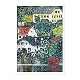 Lmovutcom Houses At Unterach On The Attersee Gustav Klimt Kunstdruck, Berühmtes Klassisches Ölbild, Moderne Jugendstil Grafik, Wandbild Wohnzimmer, Ungerahmt