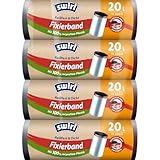 Swirl Reißfest & Dicht Fixierband Müllbeutel 20 l (4 x 15 Beutel), tropfsichere Müllsäcke für den Hausmüll, reißfeste Mülltüten für sicheren Halt am Mülleimer