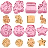 Belugsin Ausstechformen Ausstecher Set 8 Stück Ausstechförmchen Ausstecher Kunststoff Keksausstecher 3D Pressbare Keksausstecher Rosa Cookie Backen Form Stempel für Tägliche Partys Familienfeiern