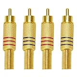 RCA Audio Stecker, Cinch Stecker, RCA Löten Verbinder, Cinch Stecker Schraubbar, Cinch Stecker Adapter, Schraubbar Cinch Stecker Adapter, für Multimedia und CCTV (Roter & Schwarzer Kreis,4 Stück)