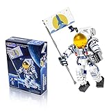 SIENON Astronaut Toy Bausatz für Kinder ab 6 Jahren – 229 Stück Baustein-Astronautenfigur, die Flagge mit beweglichen Gelenken hält, DIY Spaceman Assembly Construction STEM Toy City Space Building Set