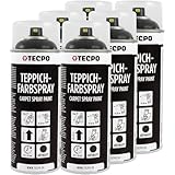 TECPO Teppich Farbspray, 6x 400ml Textilfarbe anthrazit Teppichspray für Auto Matten Fussmatten Stoff Gummi Kunststoff Innenraum Aufbereitung
