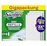 Swiffer Bodenwischer Trockene Bodentücher Nachfüller 216 Stück (6x36) mit Febreze-Duft, Fängt und Schließt Staub Ein