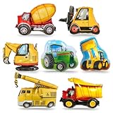 7 Stück Bagger Folienballon, XXL Bulldozer Ballon, Gabelstapler Luftballons, Traktor Riesenballon, Konstruktion Helium Ballon für Jungen Baustelle Geburtstag Abschluss Deko