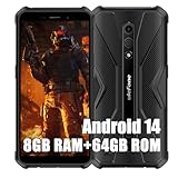 Ulefone Armor X12 Pro Outdoor Handys ohne Vertrag, MTK G36 8GB+64GB Outdoor Smartphone Android 14, 13MP+8MP, 5.45' HD+, 4860mAh Akku, IP68 Handy ohne Vertrag, Dual SIM 4G NFC OTG GPS FM, Schwarz