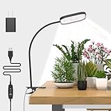 Mojimdo 264 LED Pflanzlampe, 6000K Vollspektrum Pflanzenlicht, 360° Schwanenhals, 4H/8H/12H/18H Timer, 5 Helligkeit, 5V Klemmlampe, Grow Light dimmbar