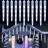 Joomer Eiszapfen Lichterkette Außen, 90 LED 20 Eiszapfen Weiß Weihnachtsbeleuchtung Outdoor 4M 8 Modi Wasserdicht Weihnachtsdeko Eisregen Lichterkette Strombetrieben mit Timer für Innen Fenster Deko