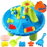 Sand- und Wassertisch, 22-teilig/Set, gratfrei, mehrere Fächer, ABS, Sommer-Wassertisch für Kleinkinder mit abnehmbaren Tischecken, buntes sensorisches Spielzeug für Strand, Pool, Garten, sensori