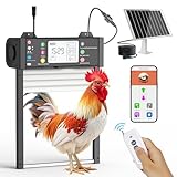 Richday Automatische Hühnerklappe Solar, LCD-Bildschirm wasserdichtem, Solarbetrieben hühnerklappe automatisch mit Lichtsensor, TUYA APP Fernsteuerung,Intelligenter Einklemmschutz Hühnerklappe