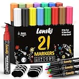 Lenski 21 Kreidestifte für Tafel Abwaschbar, Kreidestifte für Fenster 6mm Einschulung Mädchen, Kreidemarker Fensterstifte Fenstermalstifte Tafelstifte Fensterkreide Glasmalstifte Whiteboard Marker