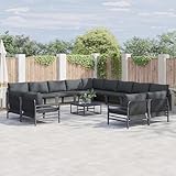 Garten-Sofa-Set 14 pcs Anthrazit Stahl Lounge Möbel Outdoor Sitzgruppe für Garten Terrasse Balkon