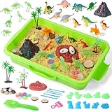 sikmcle Wonder Zauber-Sand Fantasie-Spaß,Magischer Kindersand mit Sandknete, Leucht-Dinosauriern, Sensorik-Behälter,Zubehör. Montessori-Spielzeug ab 3 Jahren für Indoor-Sandkasten oder unterwegs