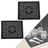 Peiyee 2 StüCk SpüLbeckenmatte,31,4 X 26cm SpüLbeckeneinlage Gummi,Schwarz Non-Slip Drain Mat Geeignet,Spritzschutz Waschbecken SpüLmatte Abtropfmatte FüR KüChenspüLbeckenboden, Besteck、Glaswaren