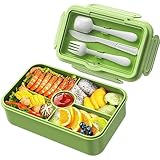 Jim's Store Lunchbox für Kinder, 1100ML Brotdose Kinder mit Fächern Große Bento Box Jausenbox für Kindergärten Schule-Grün