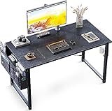 ODK Klein Schreibtisch Schwarz 100×48×74cm Computertisch Bürotisch mit Kopfhörer Halter und Aufbewahrungstasche, Kleiner Schreibtisch Arbeitszimmer Holz PC Tisch Officetisch für Home, Office