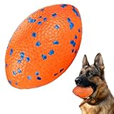 SUNNEKO Hundeball, Robustes Hundefußballspielzeug für Starke Kauer, Unzerstörbarer großer Rugbyball, Schwimmendes Hundespielzeug für Apportierspiele im Wasser, Für mittelgroße und große Hunde, Orange